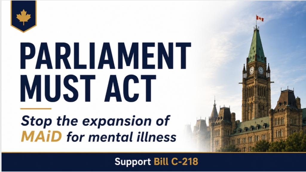 The Final Push | Bill C-218 Text and Canadian Parliament buildings fade together